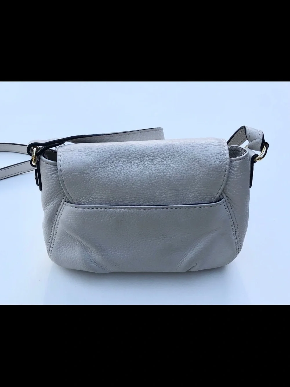 Michael Kors Cream Pebbled Leather Crossbody with Gold Plaque